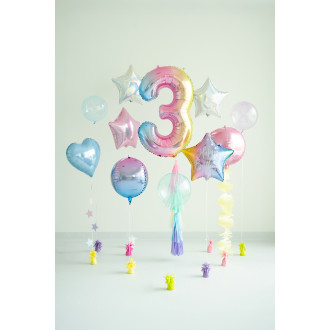 Foli balon broj 3 pastelna duga 86 cm