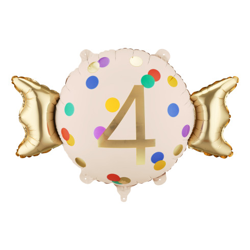 Fóliový balón číslo 4 béžovo-zlatý 61x37 cm