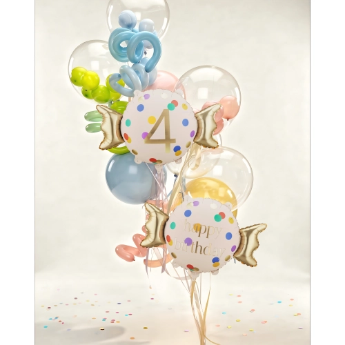 Folijski balon številka 4 v bež-zlati barvi 61 x 37 cm