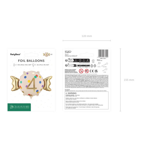 Fóliový balón číslo 4 béžovo-zlatý 61x37 cm