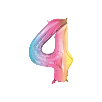 Foli balon broj 4, pastelna duga, 86 cm