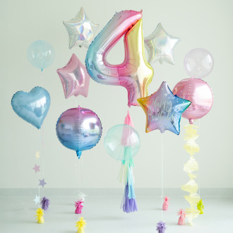 Folija balon številka 4 pastel mavrica 86 cm