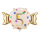 Fóliový balón číslo 5 béžovo-zlatý 61 x 37 cm