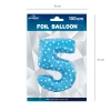 Foliasti balon številka 5 z zvezdicami moder 100 cm