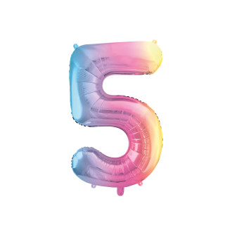 Foli balon broj 5 pastelna duga 86 cm