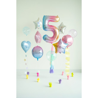 Foli balon broj 5 pastelna duga 86 cm