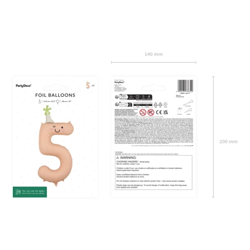 Fóliový balón číslo 5 peach matný na narodeniny