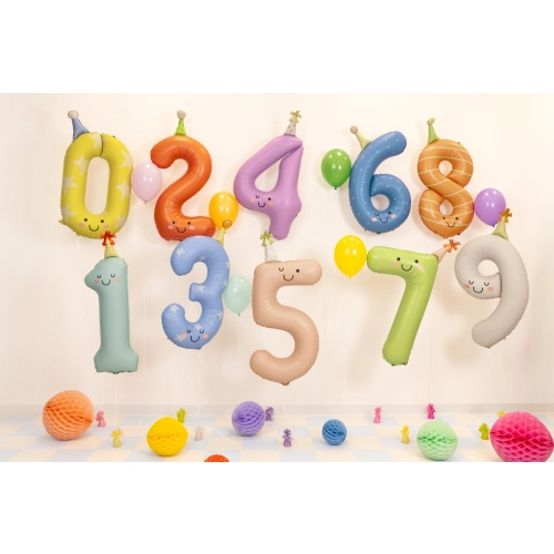 Balon folie cifră 5, peach mat, pentru aniversare