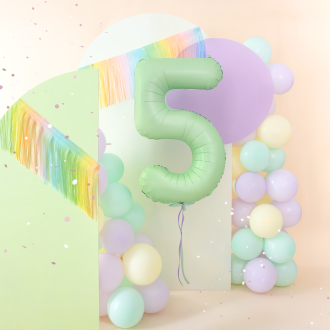 Folijski balon številka 5 pistacijevo mat mat 100 cm – rojstnodnevna dekoracija