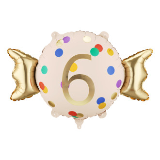 Fóliový balón číslo 6 béžovo-zlatý 61x37 cm