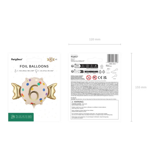 Fóliový balón číslo 6 béžovo-zlatý 61x37 cm