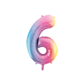Foli balon broj 6 pastelna duga 86 cm