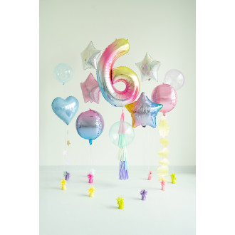 Foli balon broj 6 pastelna duga 86 cm