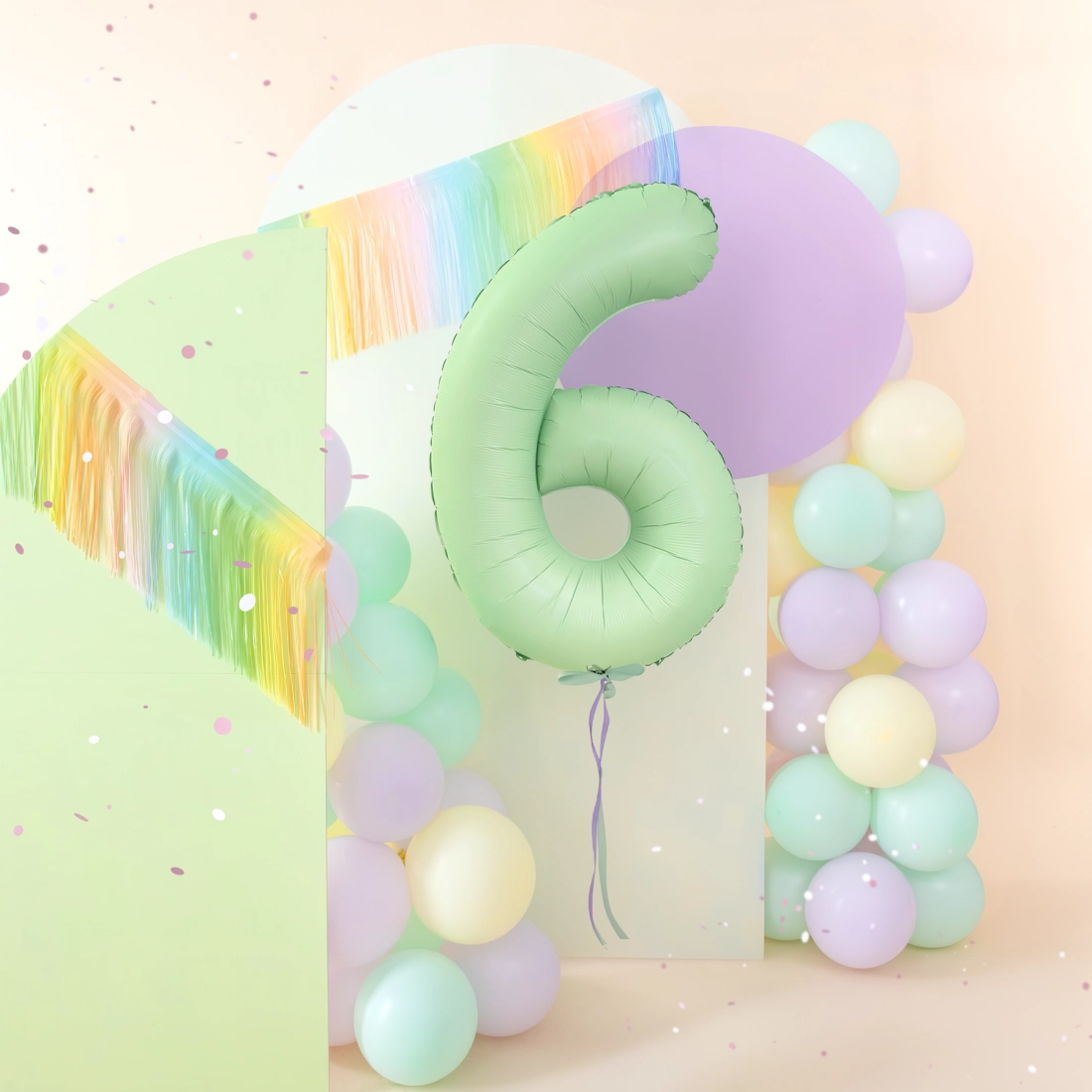 Balon folie cifră 6, fistic mat, 100 cm – decorațiune pentru aniversare