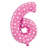 Folijski balon številka 6 srčki rožnat 100 cm