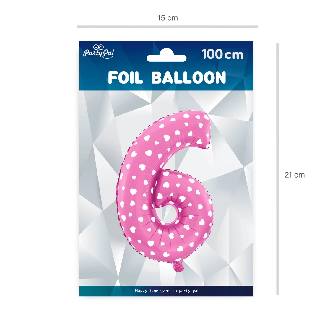 Folijski balon številka 6 srčki rožnat 100 cm