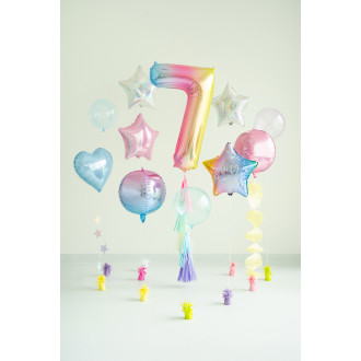 Foli balon broj 7 pastelna duga 86 cm