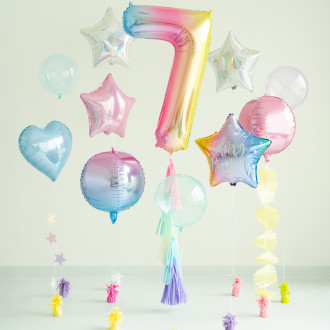 Folija balon številka 7 pastelna mavrica 86 cm