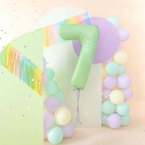 Fólia lufi 7-es szám, pisztácia matt, 100 cm – születésnapi dekoráció