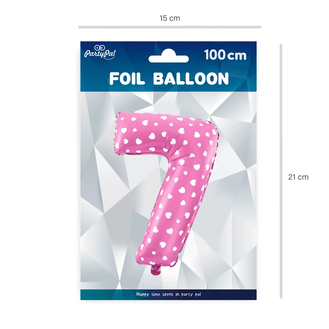 Folijski balon številka 7 srčki rožnat 100 cm