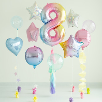 Folija balon številka 8 pastel mavrica 86 cm