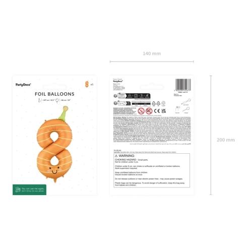 Fóliový balón číslo 8 oranžový na narodeniny