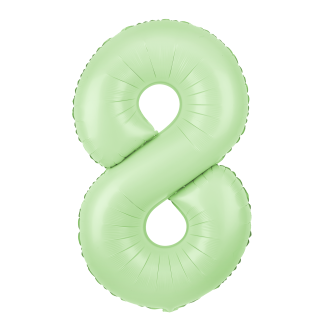 Folijski balon številka 8, pistacijevo mat, 100 cm – rojstnodnevna dekoracija