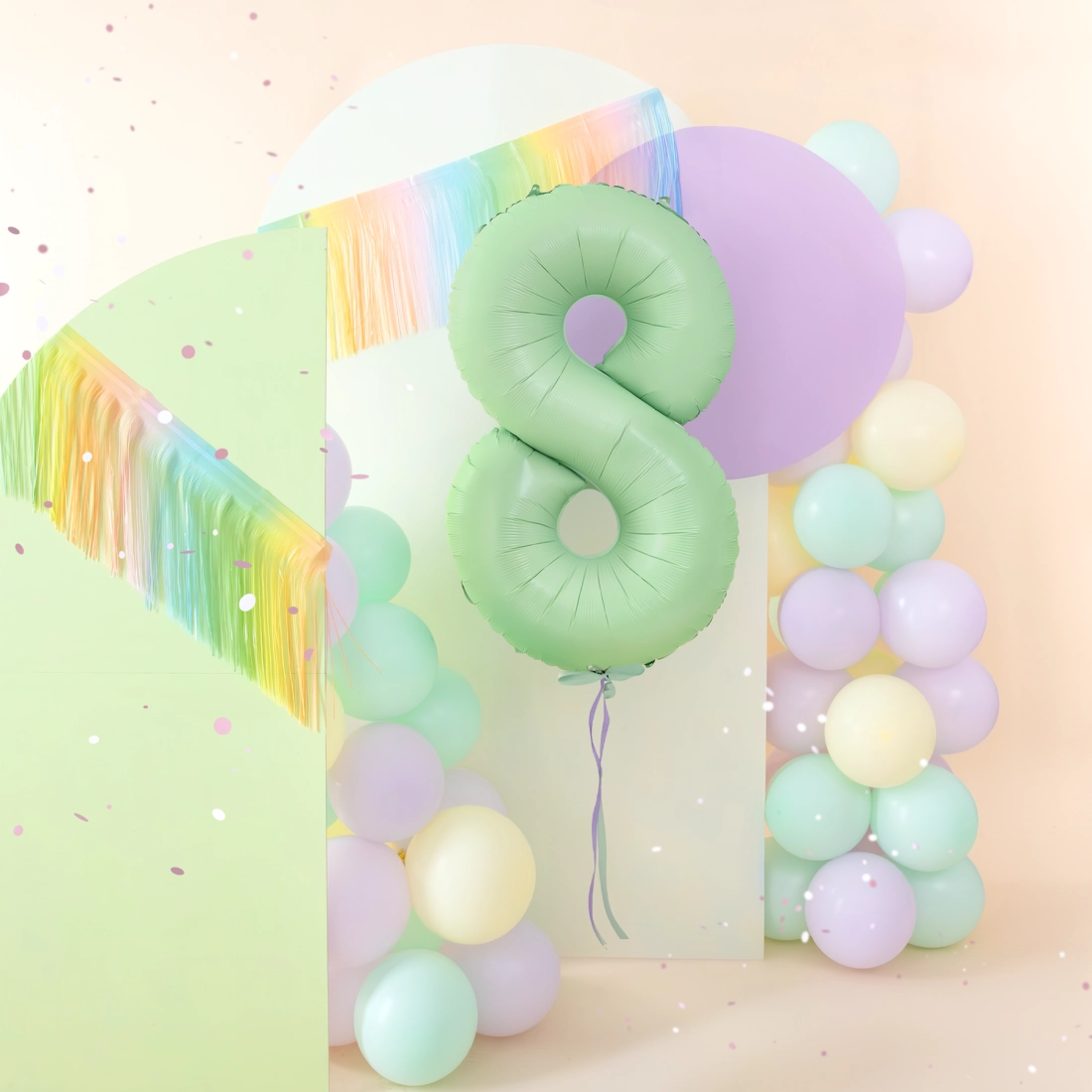 Balon folie cifră 8, pistachio mat, 100 cm - decorațiune pentru aniversare