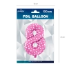 Foliasti balon številka 8, rožnat s srčki, 100 cm