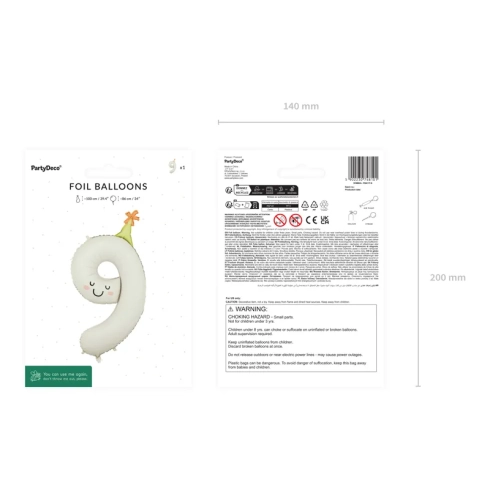 Fóliový balón číslo 9 krémový matný 86 cm