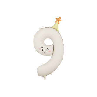 Fóliový balón číslo 9 krémový matný 86 cm