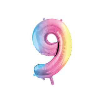 Foli balon broj 9 pastelna duga 86 cm