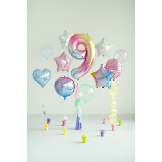 Foli balon broj 9 pastelna duga 86 cm