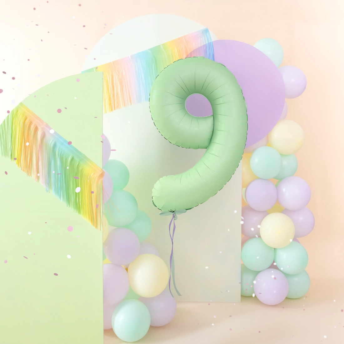 Fólia lufi 9-es szám, pisztácia matt, 100 cm – születésnapi dekoráció