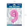Folijski balon številka 9 s srčki, rožnat, 100 cm