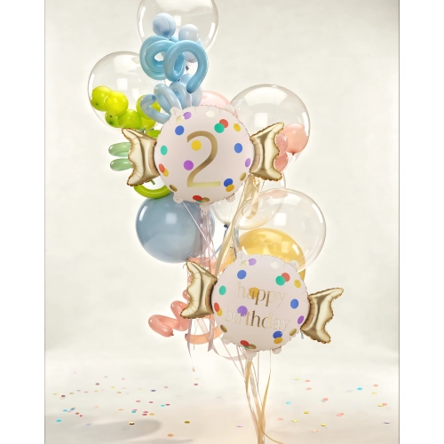 Balon folie acadea cifra 2 bej-auriu 61 x 37 cm