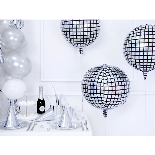 Balon folie holografic în formă de bilă disco, 40 cm – decorațiune pentru petrecere