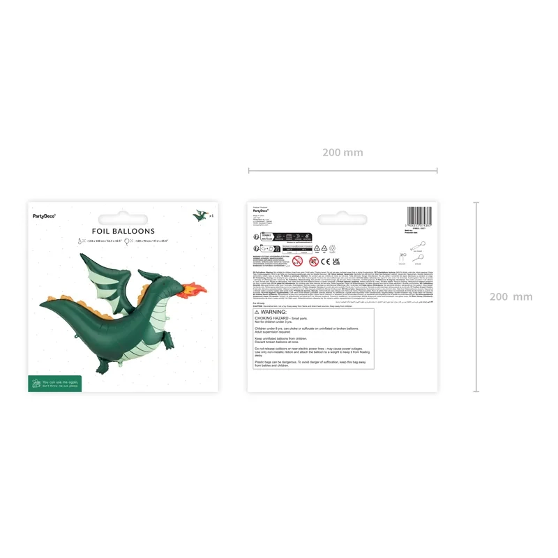 Palloncino in foil drago colori assortiti 120 x 90 cm