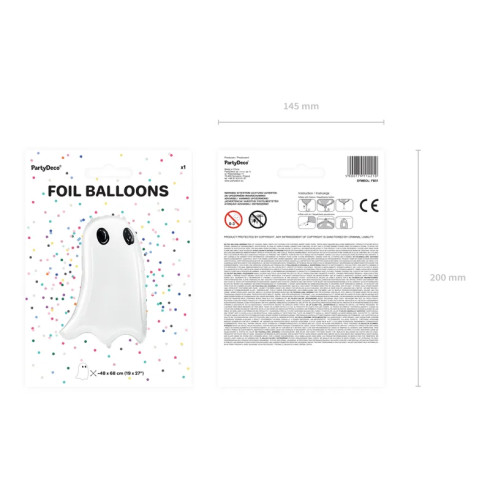 Folijski balon Belo prikazen 48x68 cm – halloweenska dekoracija