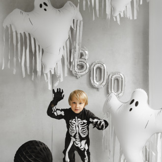 Folijski balon Duh s trakci, krem, 93 x 86 cm – halloweenska dekoracija