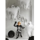 Fólia lufi Szellem bojtokkal, krém színű, 93x86 cm – halloweeni dekoráció