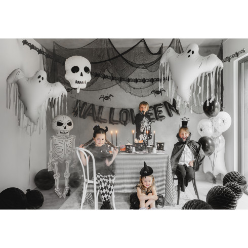 Folijski balon Duh s trakci, krem, 93 x 86 cm – halloweenska dekoracija