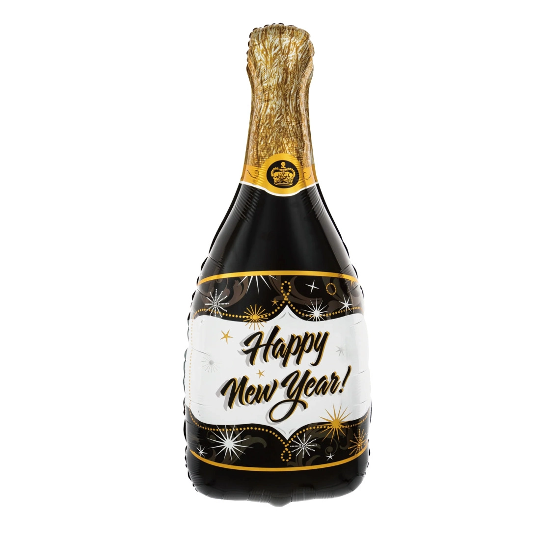 Foli balon boca šampanjca Happy New Year crna