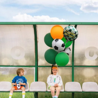 Folijski balon nogometna žoga 35 cm – črno-bel za helij in zrak