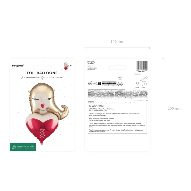 Palloncino in foil Girl crema e rosso