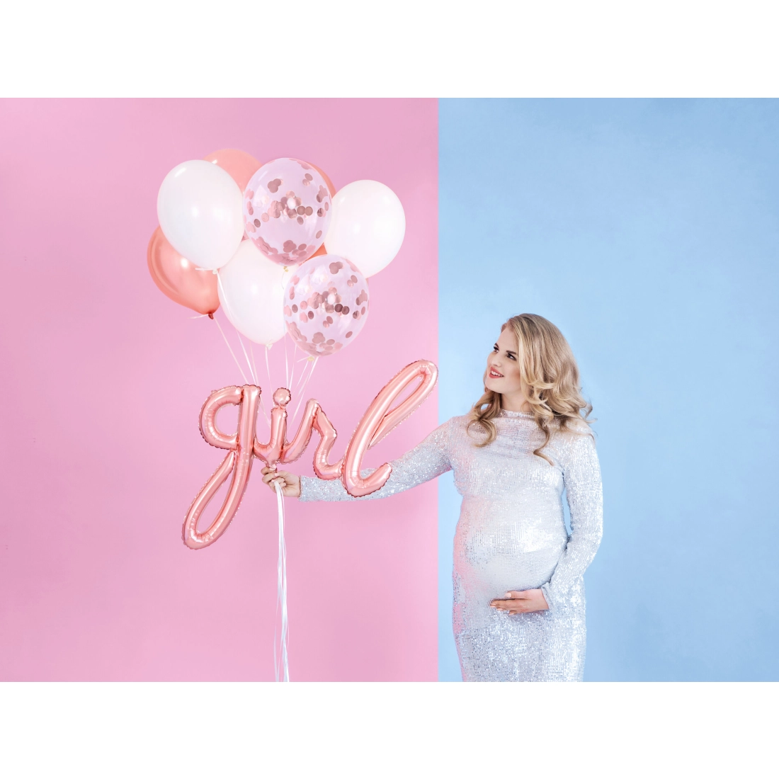 Balon folie GIRL rozé-auriu 77x70 cm