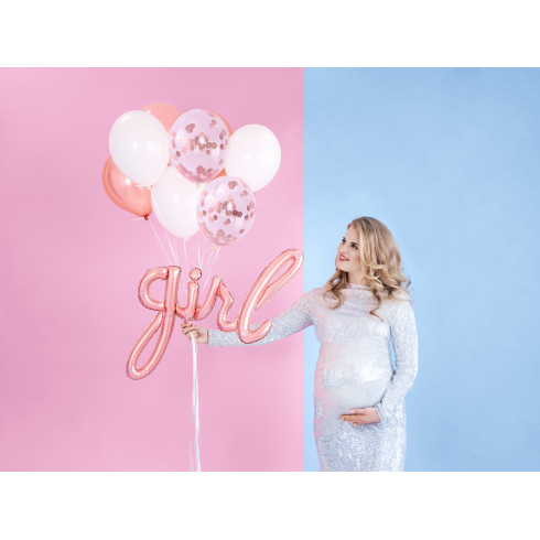 Folijski balon GIRL rožnato-zlati 77 × 70 cm