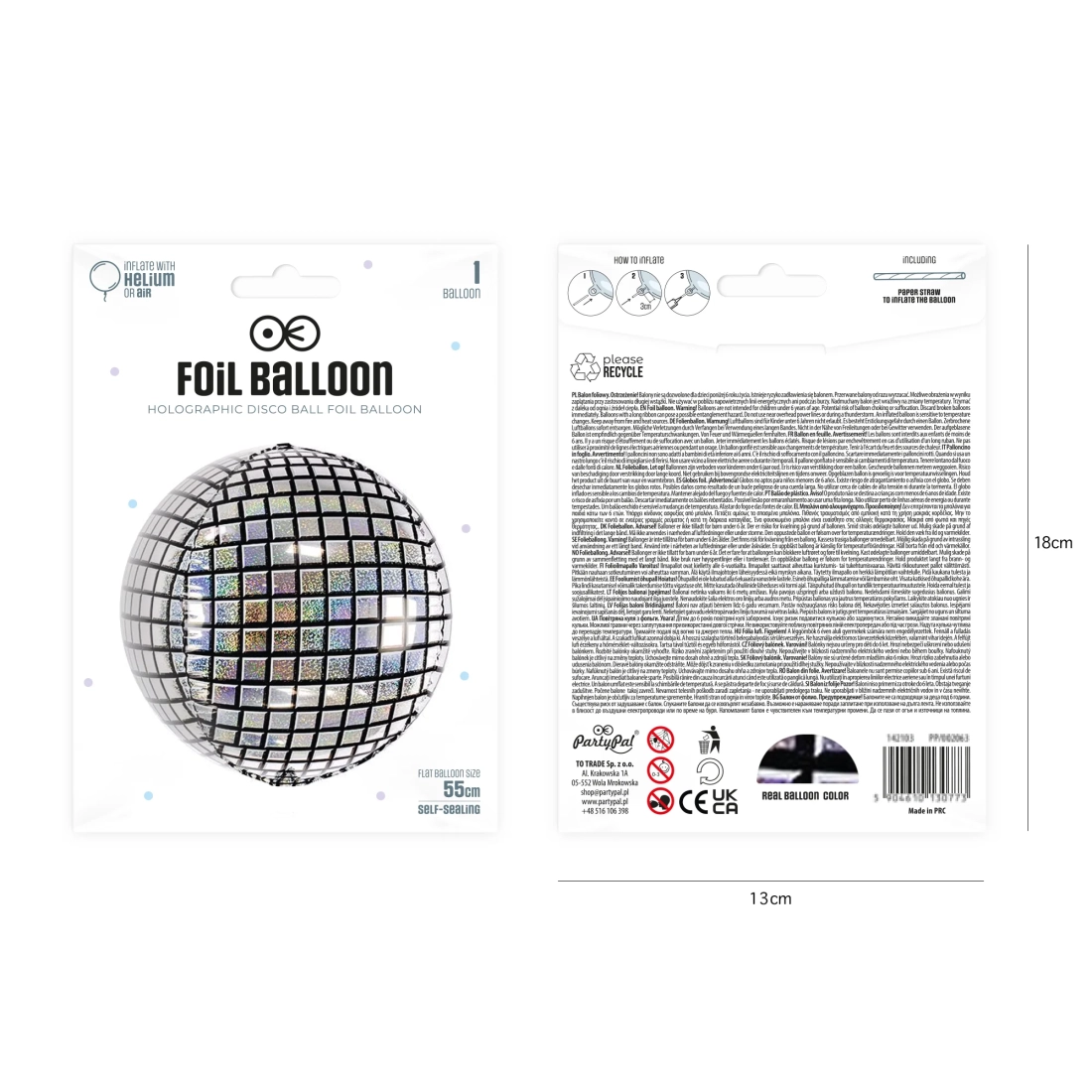 Fóliový balón koule holografická 55 cm