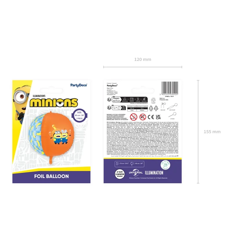 Palloncino in foil a sfera Minions mix di colori 50 cm