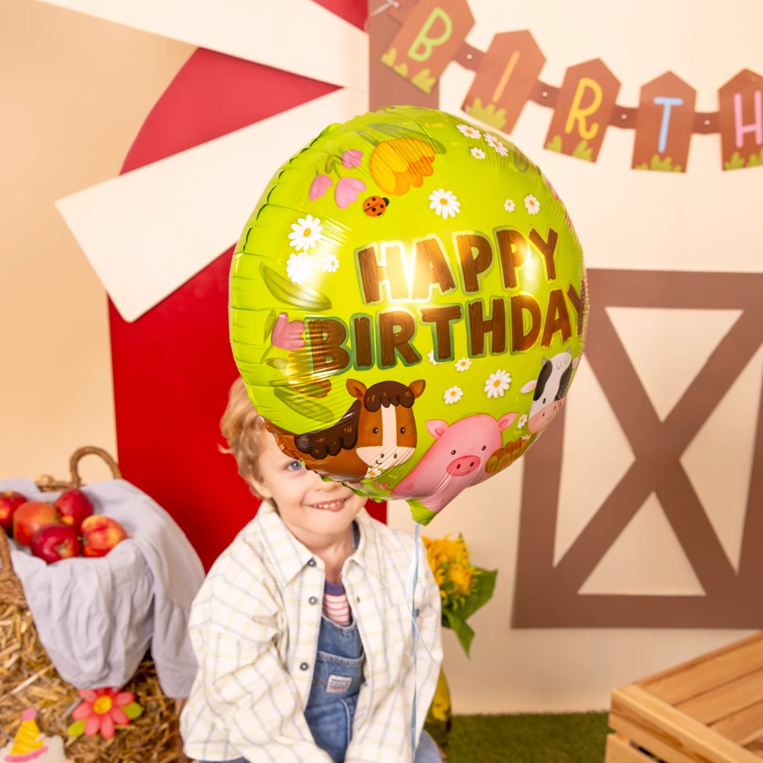 Folijski balon Happy Birthday farma 45 cm